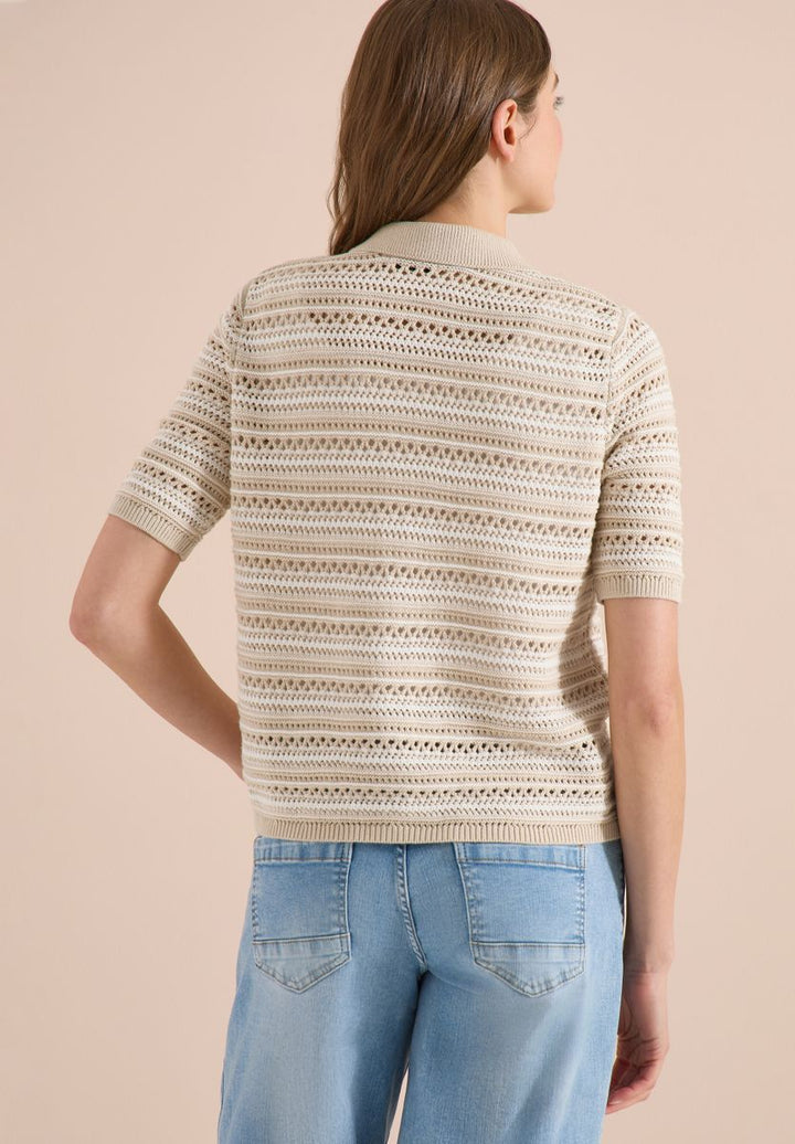 Kurzarm Cardigan mit Polokragen