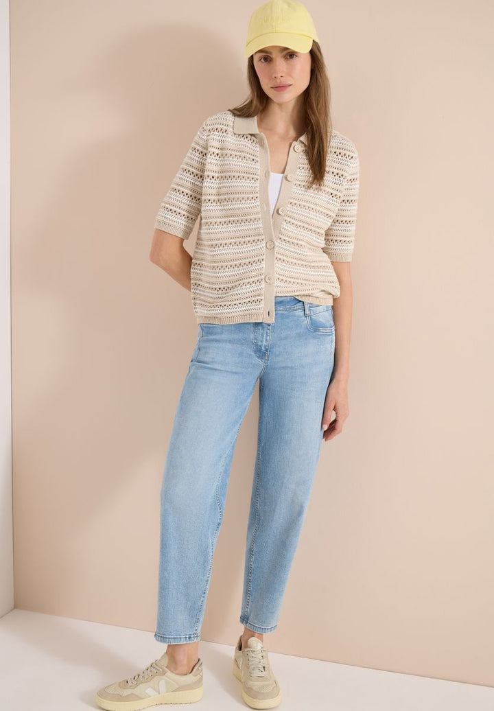 Kurzarm Cardigan mit Polokragen
