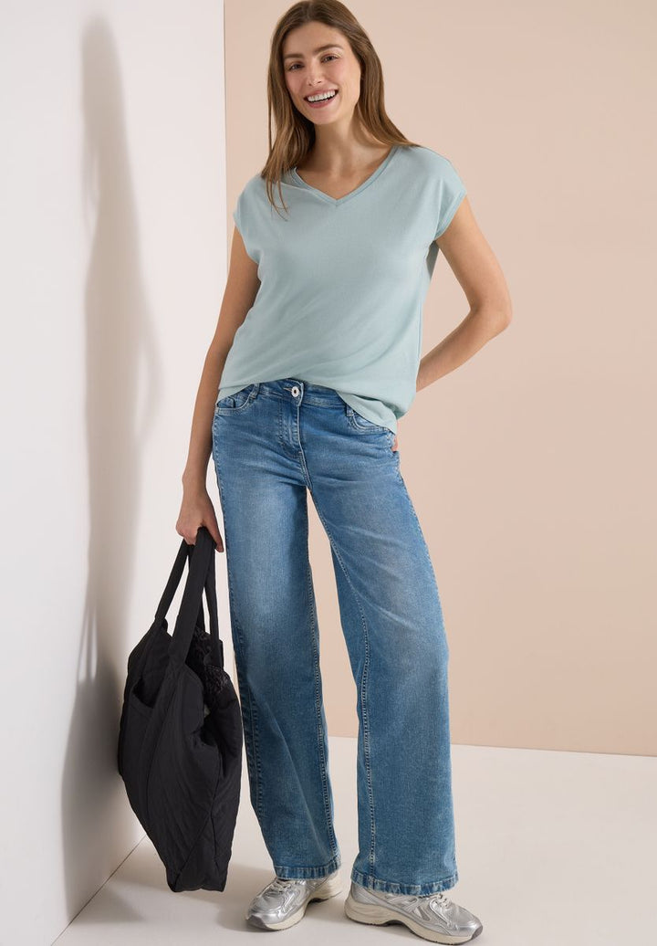 Dropped Shoulder Shirt mit V-Neck