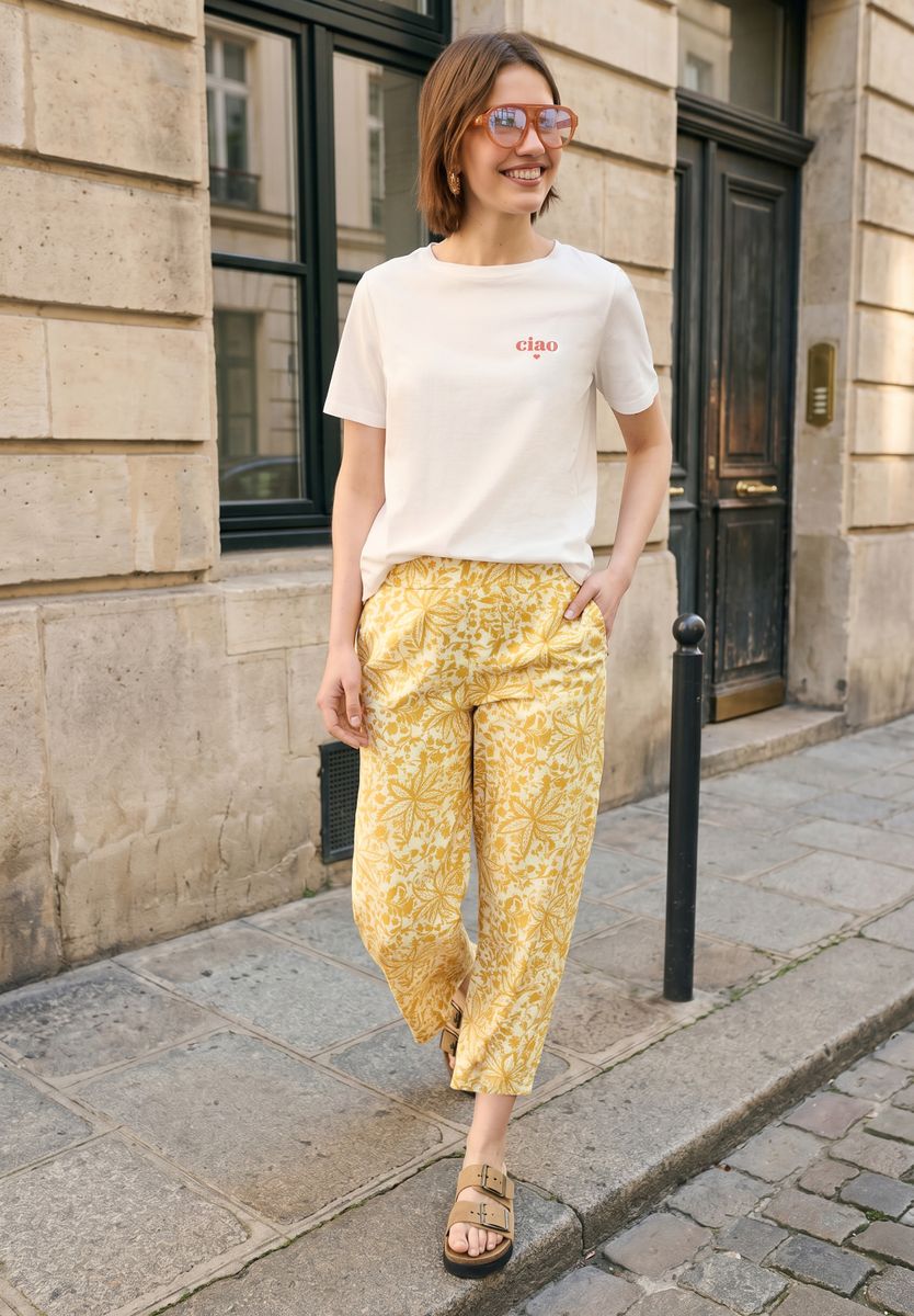 Culotte im Loose Fit mit floralem Muster