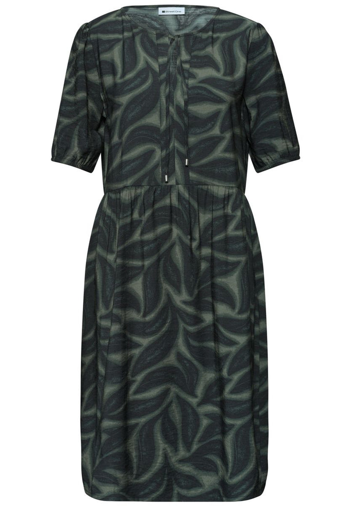 Knielanges Kleid mit Split Neck und Print