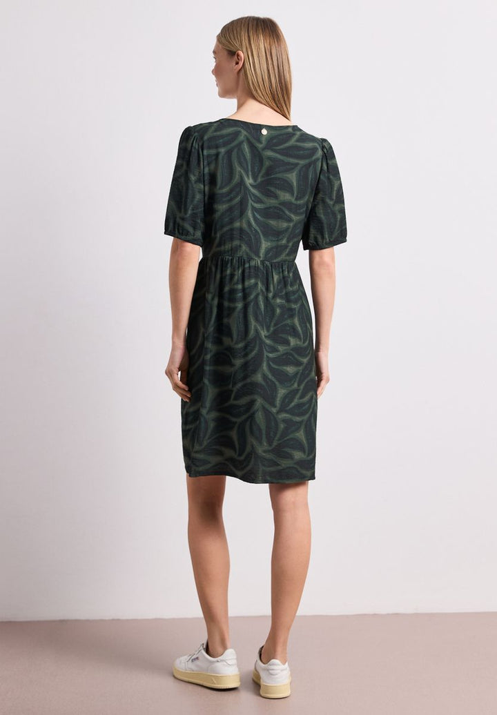Knielanges Kleid mit Split Neck und Print