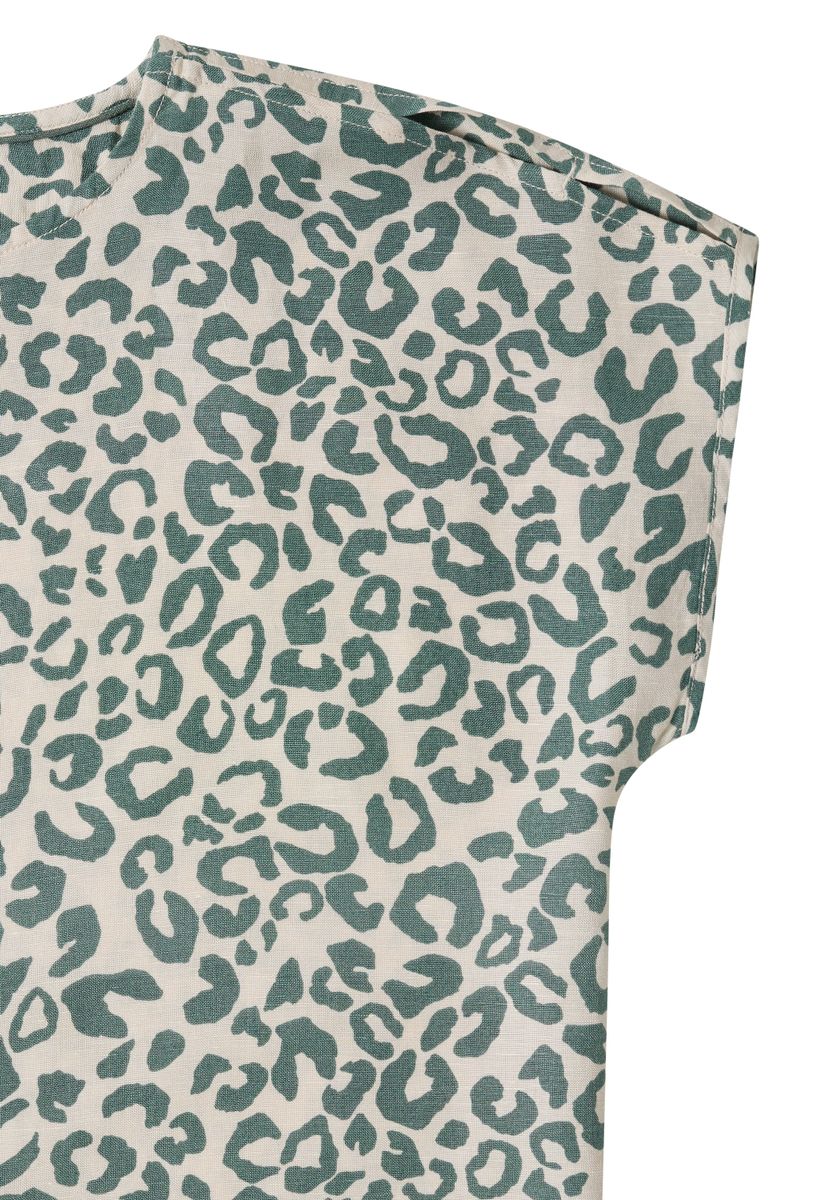 Knielanges Kleid aus Leinenmix mit Print