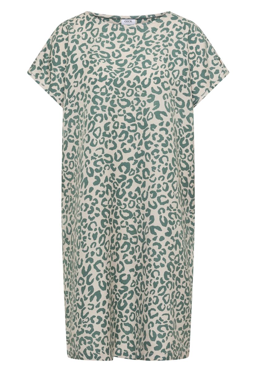 Knielanges Kleid aus Leinenmix mit Print