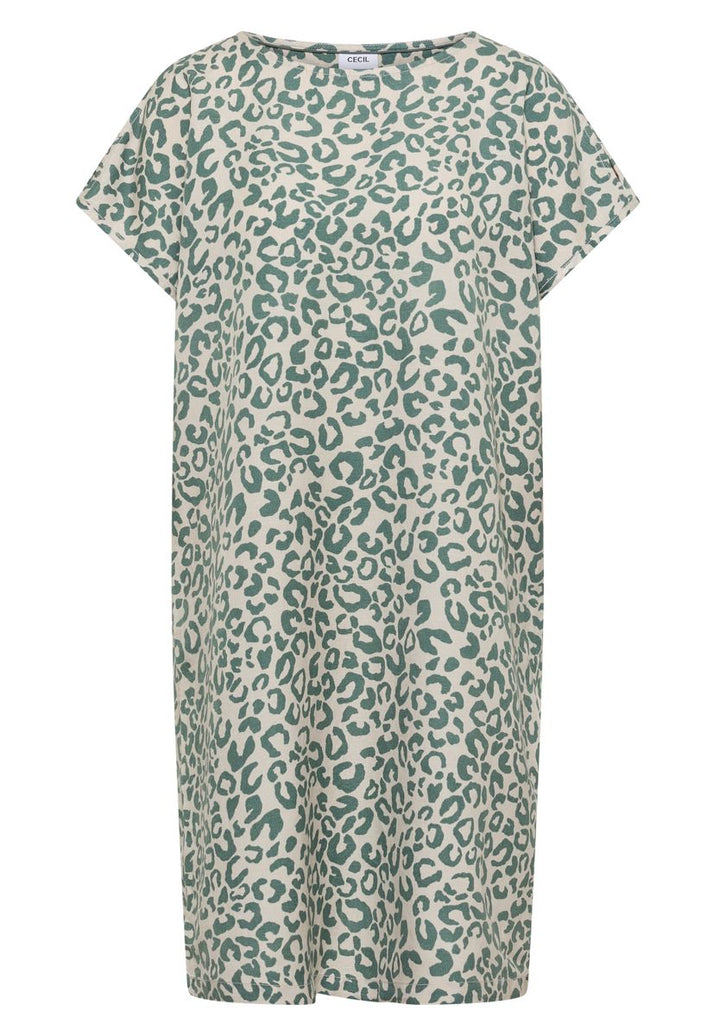 Knielanges Kleid aus Leinenmix mit Print