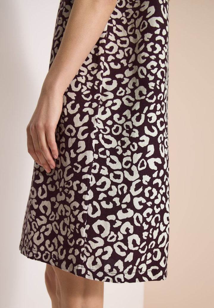 Knielanges Kleid aus Leinenmix mit Print