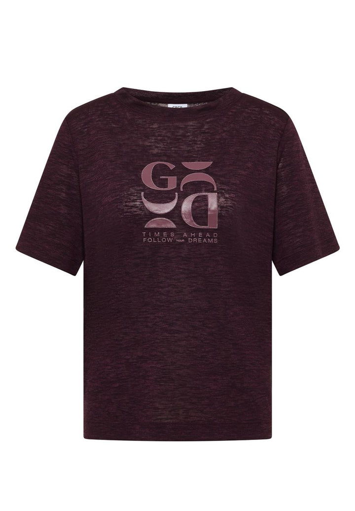T-Shirt in Leinen-Optik mit Print