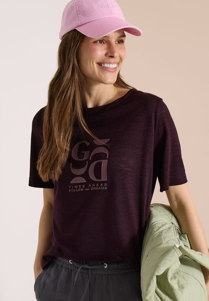 T-Shirt in Leinen-Optik mit Print