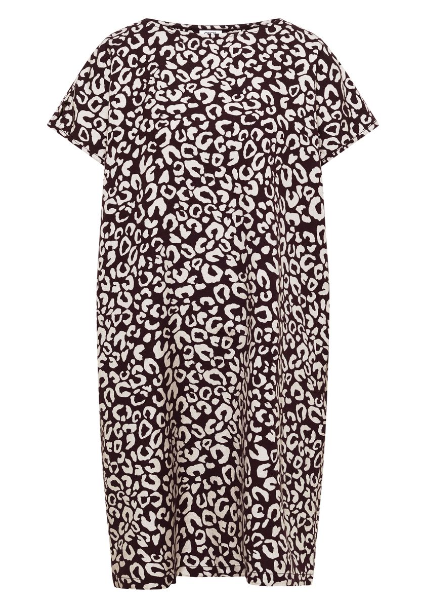 Knielanges Kleid aus Leinenmix mit Print