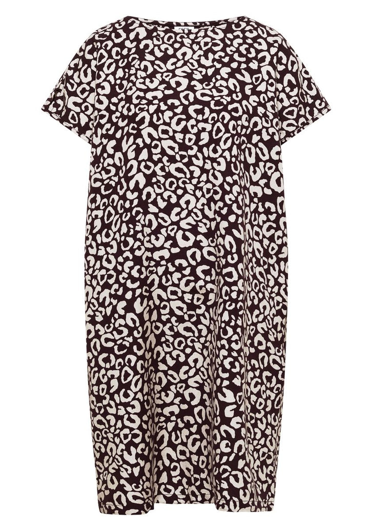 Knielanges Kleid aus Leinenmix mit Print