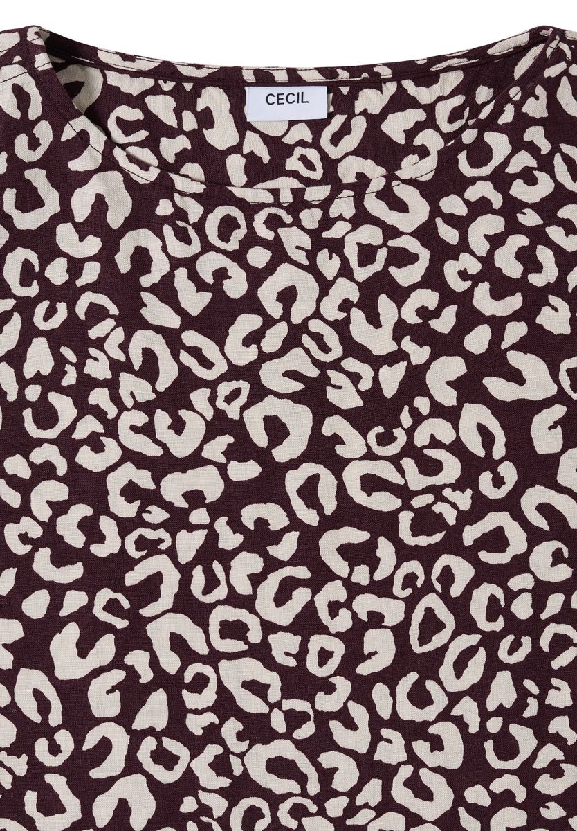 Knielanges Kleid aus Leinenmix mit Print