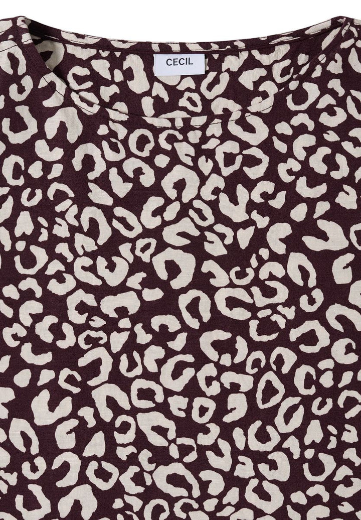 Knielanges Kleid aus Leinenmix mit Print