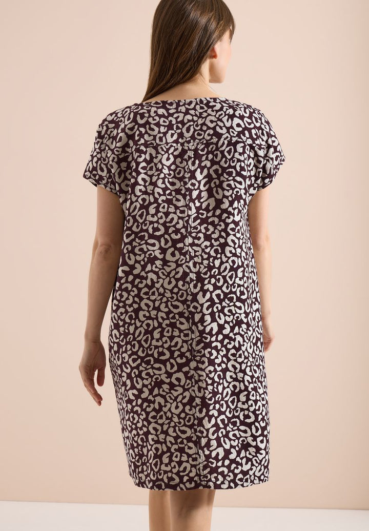Knielanges Kleid aus Leinenmix mit Print