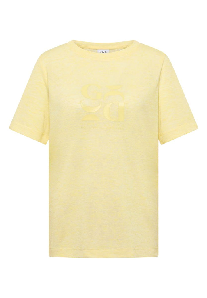 T-Shirt in Leinen-Optik mit Print