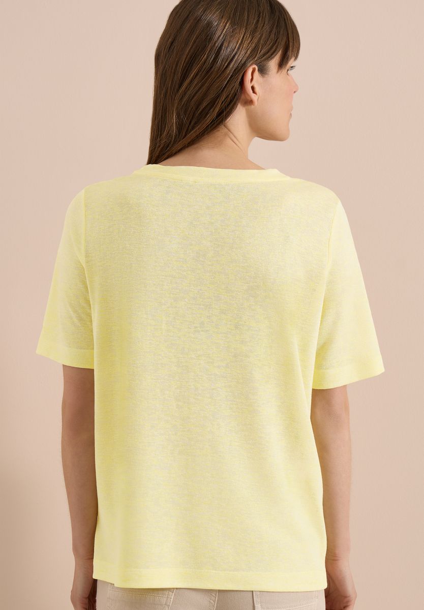 T-Shirt in Leinen-Optik mit Print