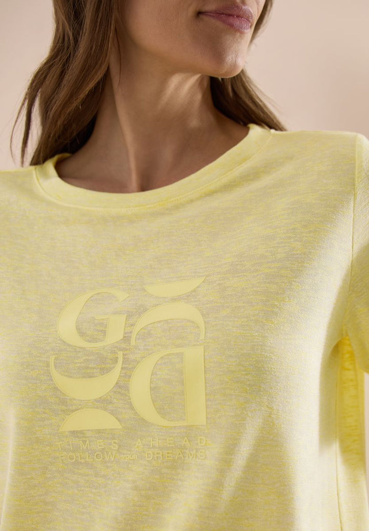 T-Shirt in Leinen-Optik mit Print