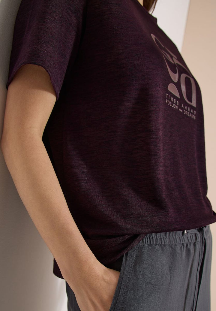 T-Shirt in Leinen-Optik mit Print