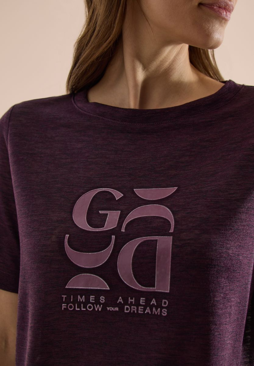 T-Shirt in Leinen-Optik mit Print