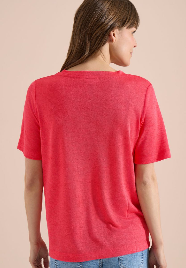 T-Shirt in Leinen-Optik mit Print