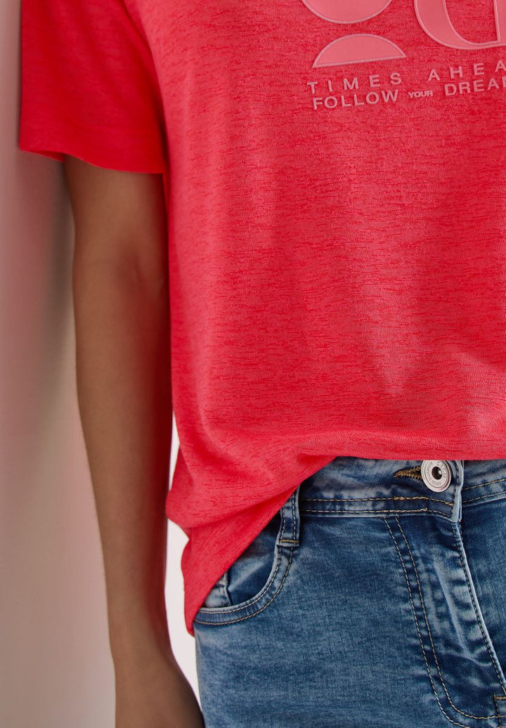 T-Shirt in Leinen-Optik mit Print