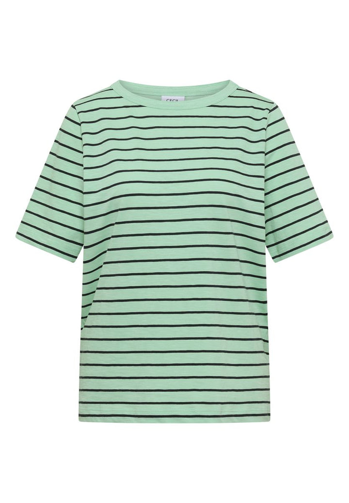 T-Shirt mit Boatneck und Streifen