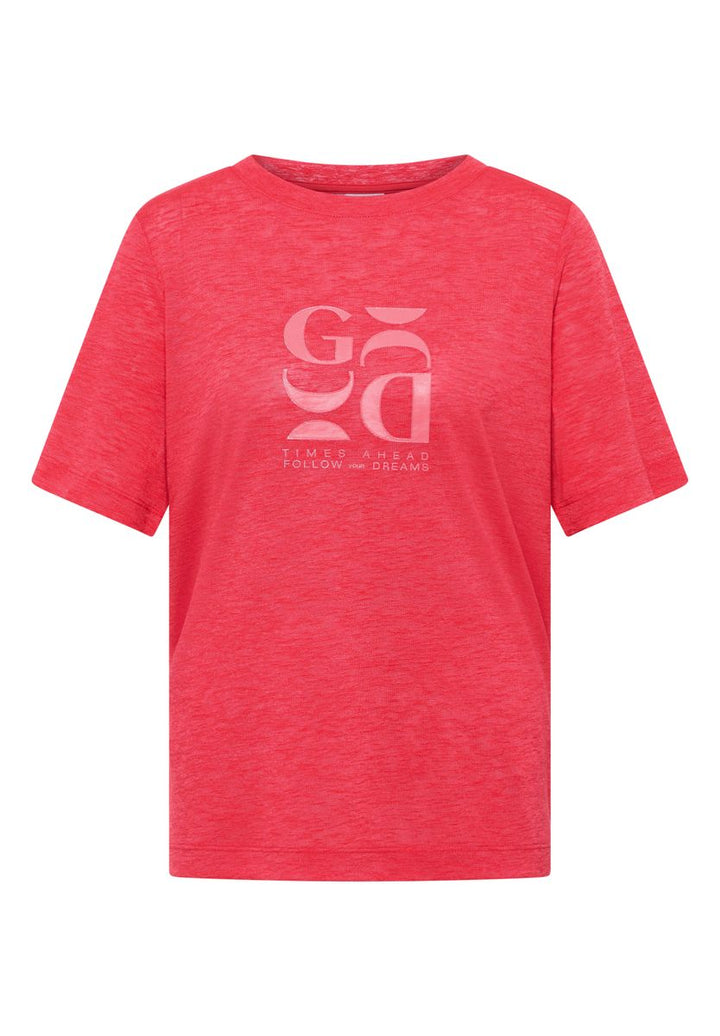 T-Shirt in Leinen-Optik mit Print