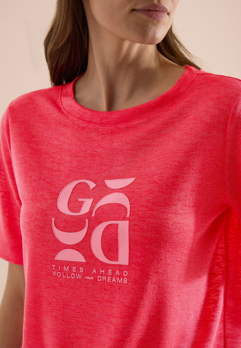 T-Shirt in Leinen-Optik mit Print