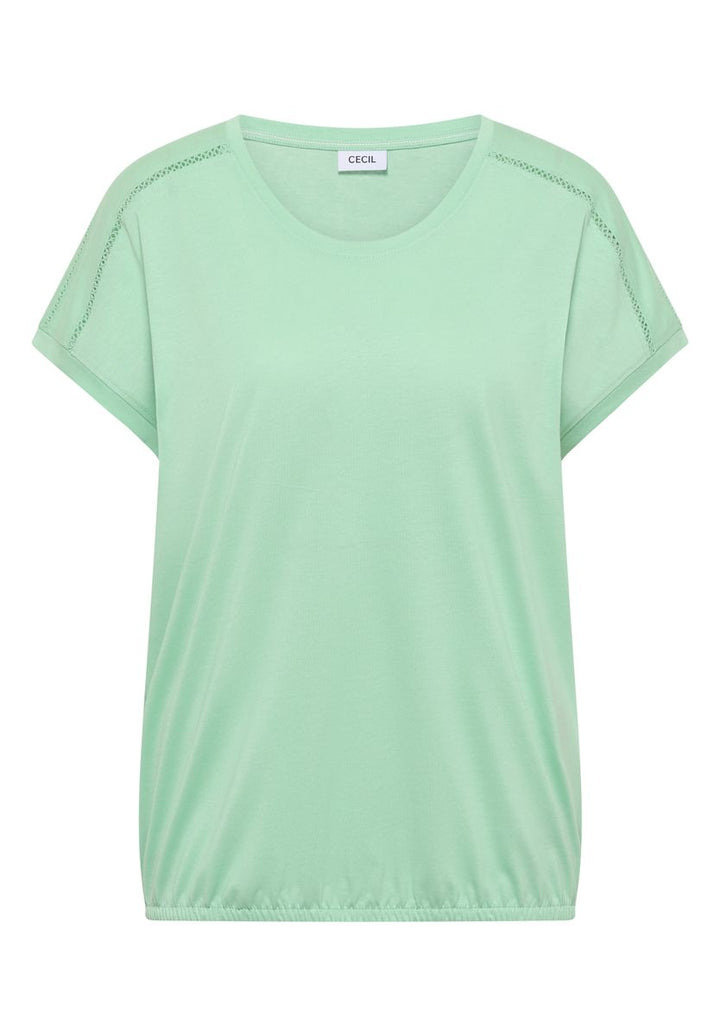 T-Shirt mit V-Neck und Spitzendetail
