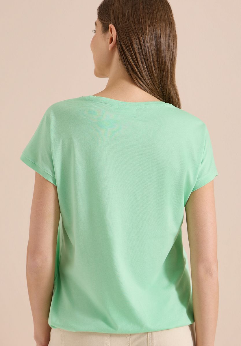 T-Shirt mit V-Neck und Spitzendetail