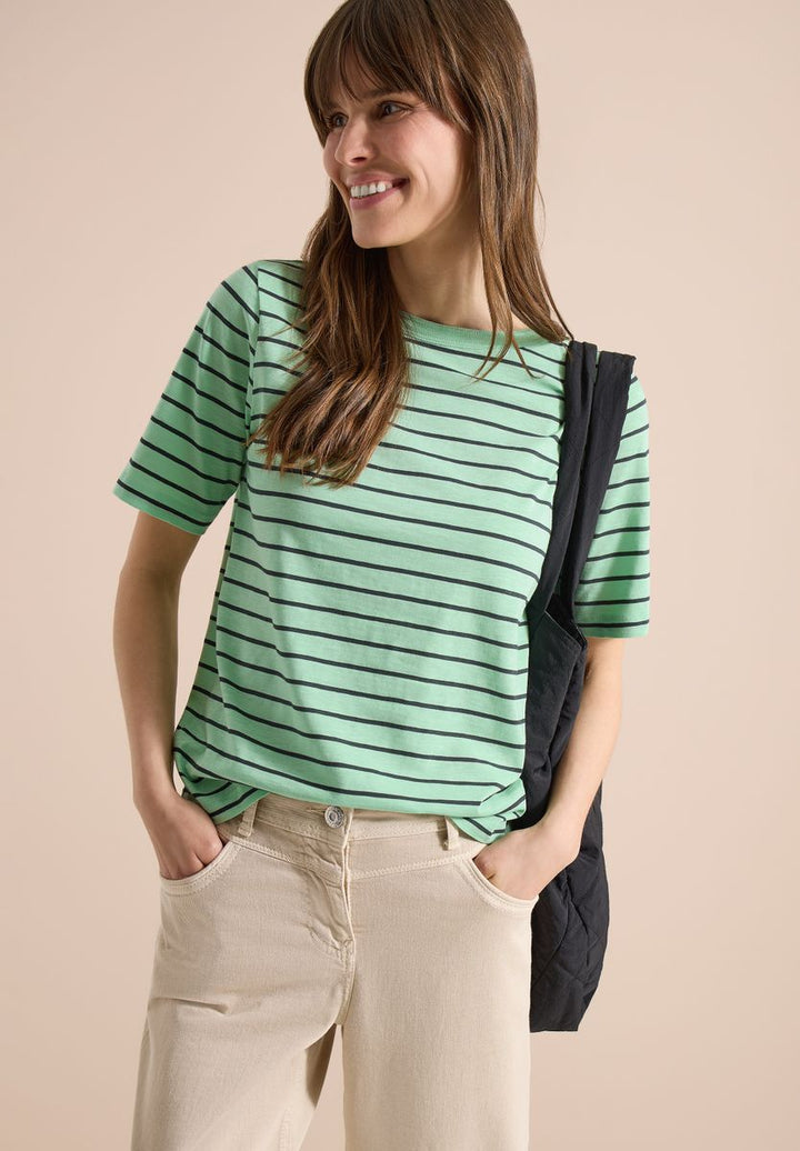 T-Shirt mit Boatneck und Streifen