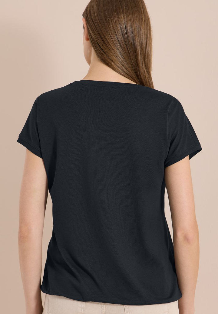 T-Shirt mit V-Neck und Spitzendetail