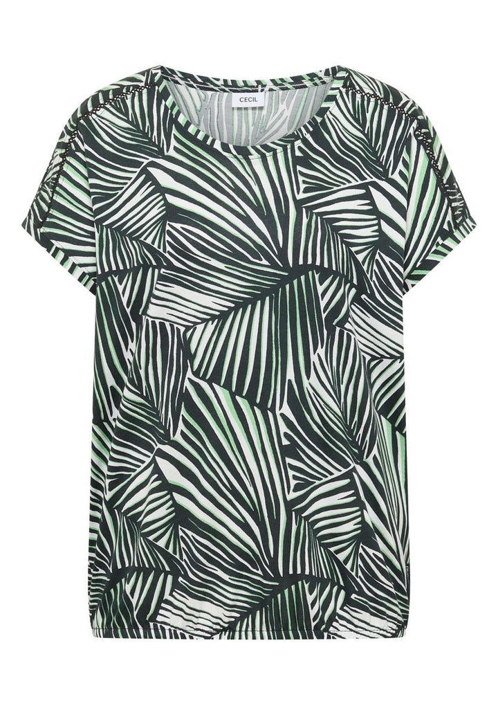 T-Shirt mit V-Neck und Spitzendetail