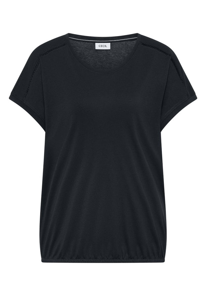 T-Shirt mit V-Neck und Spitzendetail