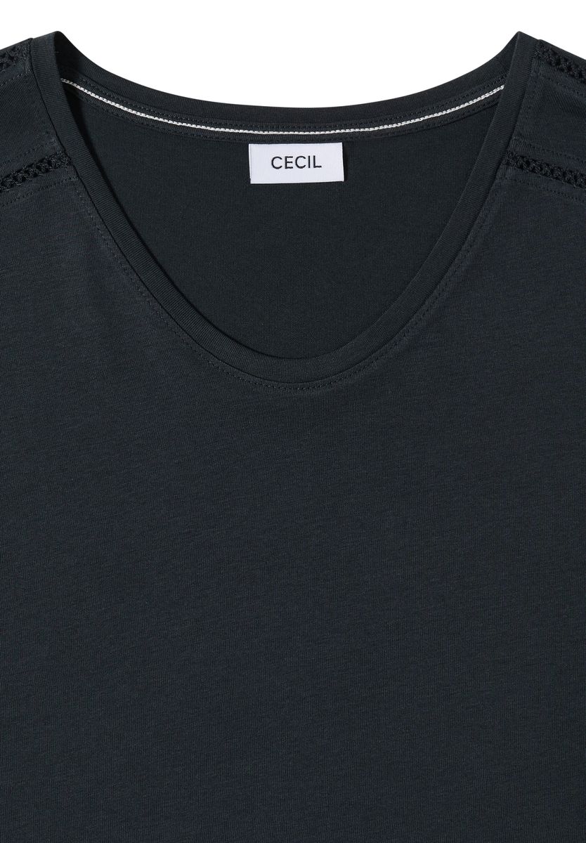 T-Shirt mit V-Neck und Spitzendetail