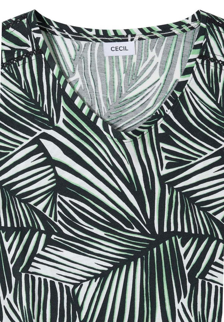 T-Shirt mit V-Neck und Spitzendetail