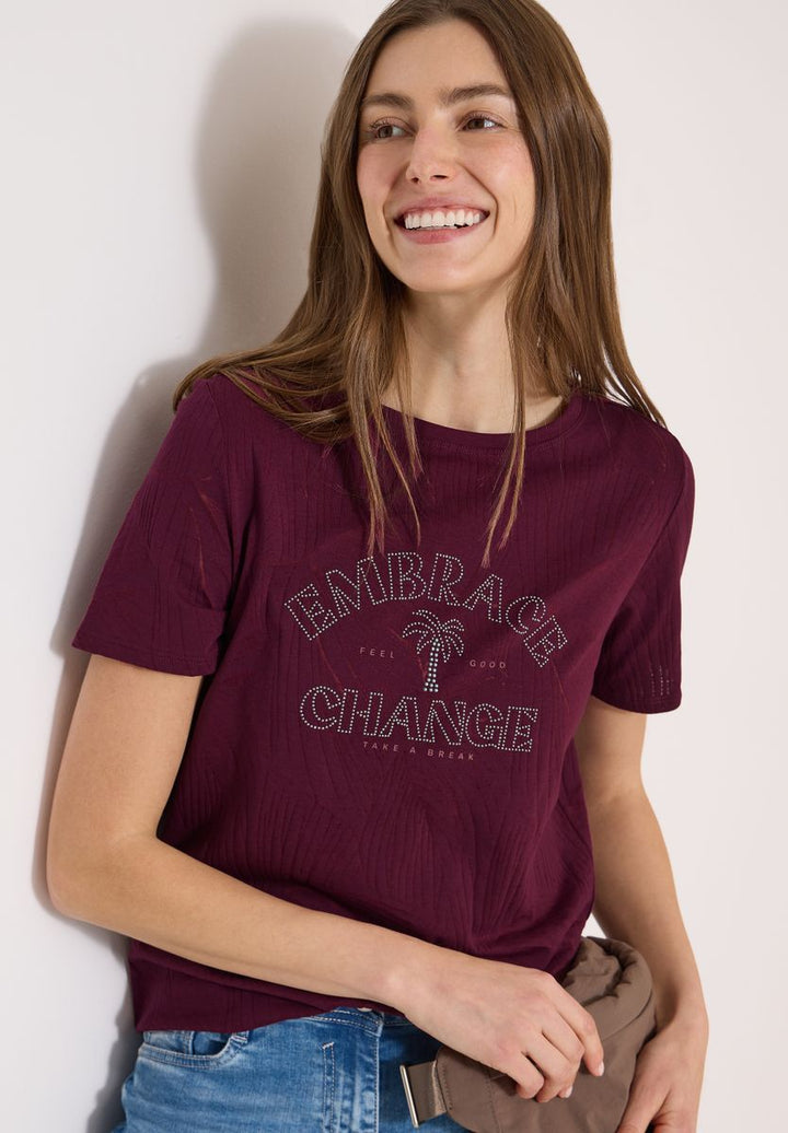 Shirt im Ausbrenner-Look mit Wording