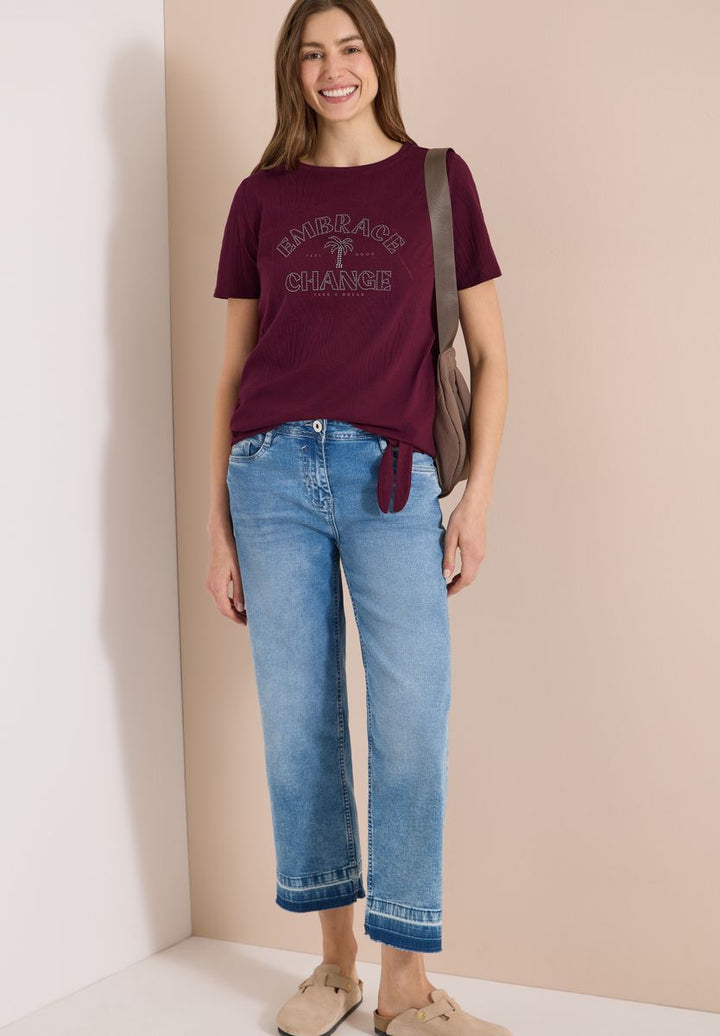 Shirt im Ausbrenner-Look mit Wording