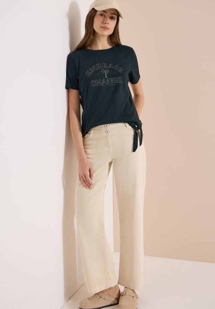 Shirt im Ausbrenner-Look mit Wording