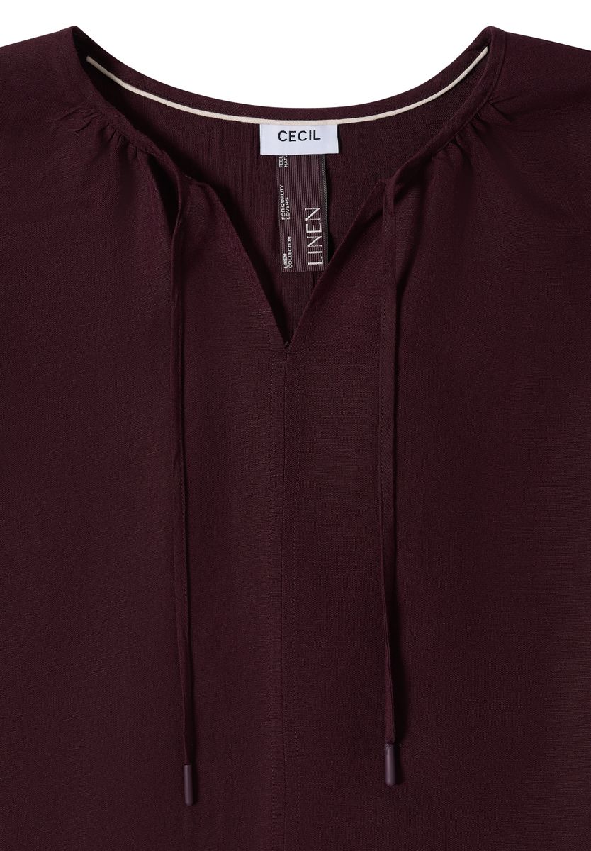 Tunika mit Split Neck aus Leinenmix