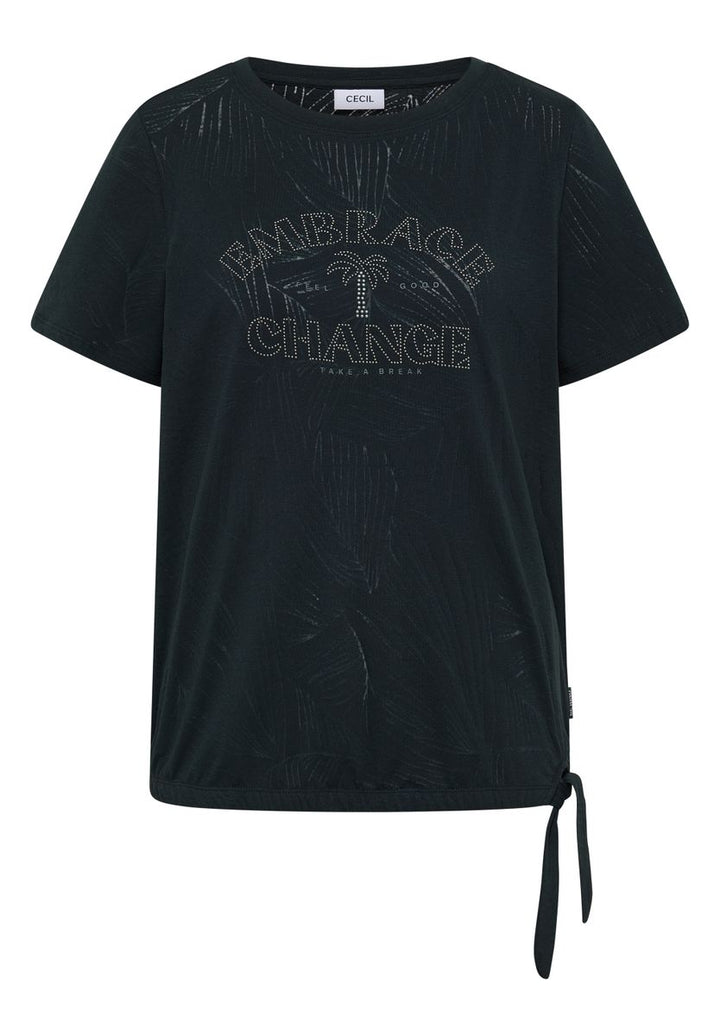 Shirt im Ausbrenner-Look mit Wording