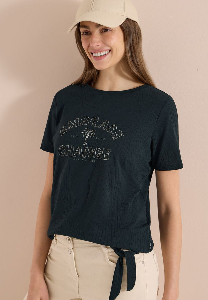 Shirt im Ausbrenner-Look mit Wording