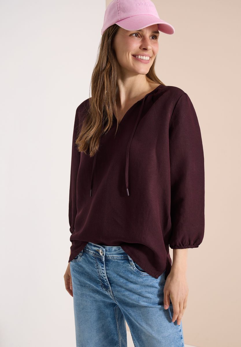 Tunika mit Split Neck aus Leinenmix
