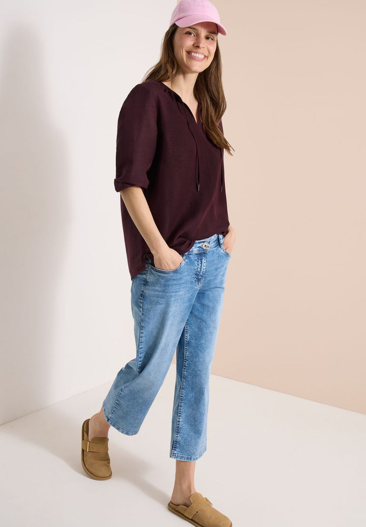 Tunika mit Split Neck aus Leinenmix