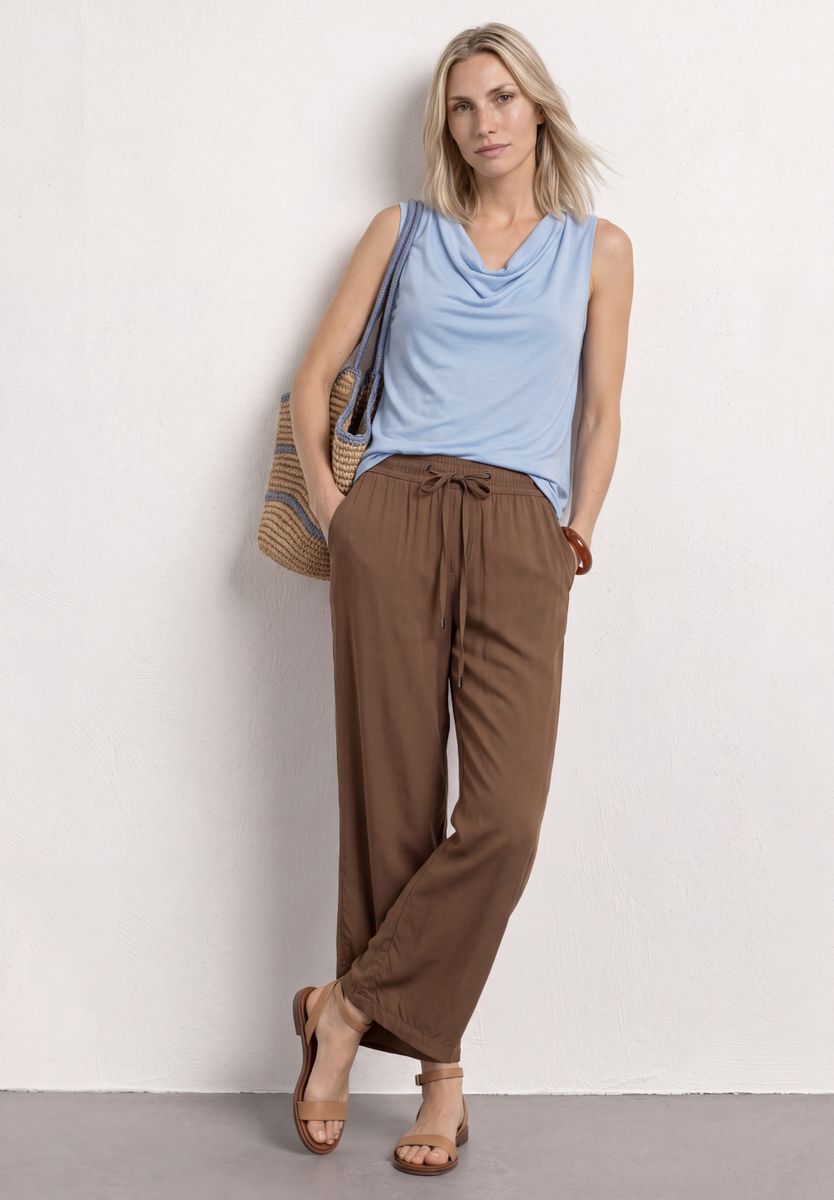 Silk-Look Top mit Wasserfall-Ausschnitt