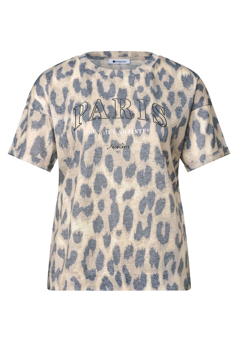 T-Shirt im Ausbrenner-Look mit Leo-Print