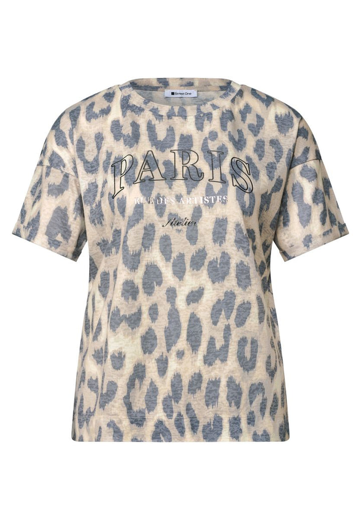 T-Shirt im Ausbrenner-Look mit Leo-Print