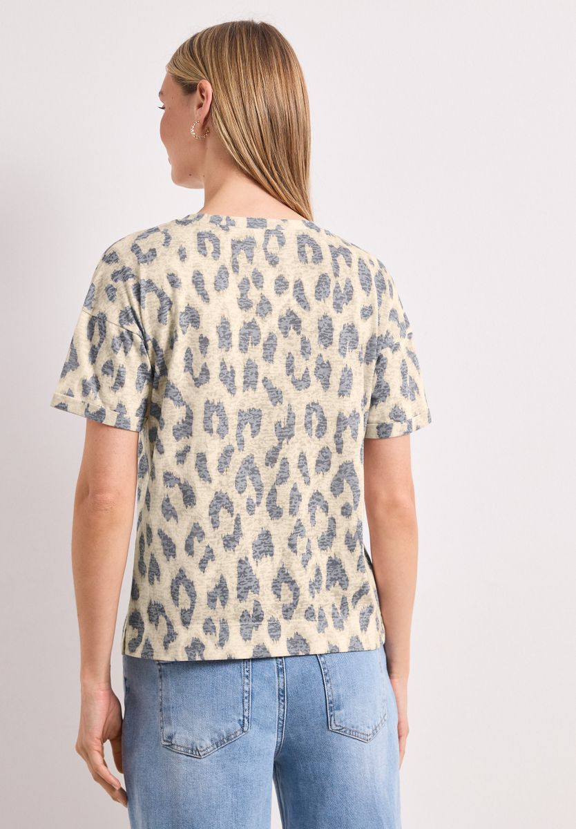 T-Shirt im Ausbrenner-Look mit Leo-Print