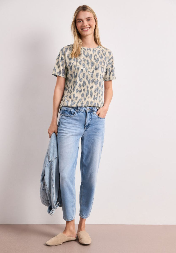 T-Shirt im Ausbrenner-Look mit Leo-Print