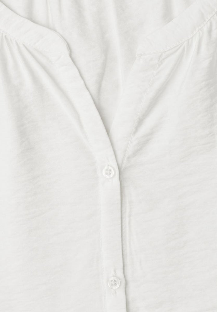 Kurzarm Bluse mit Split Neck und Knöpfen