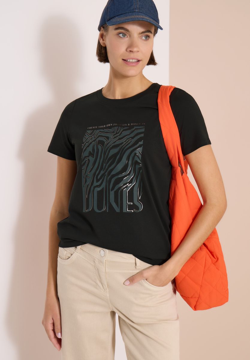 T-Shirt mit Rundhals und Folienprint